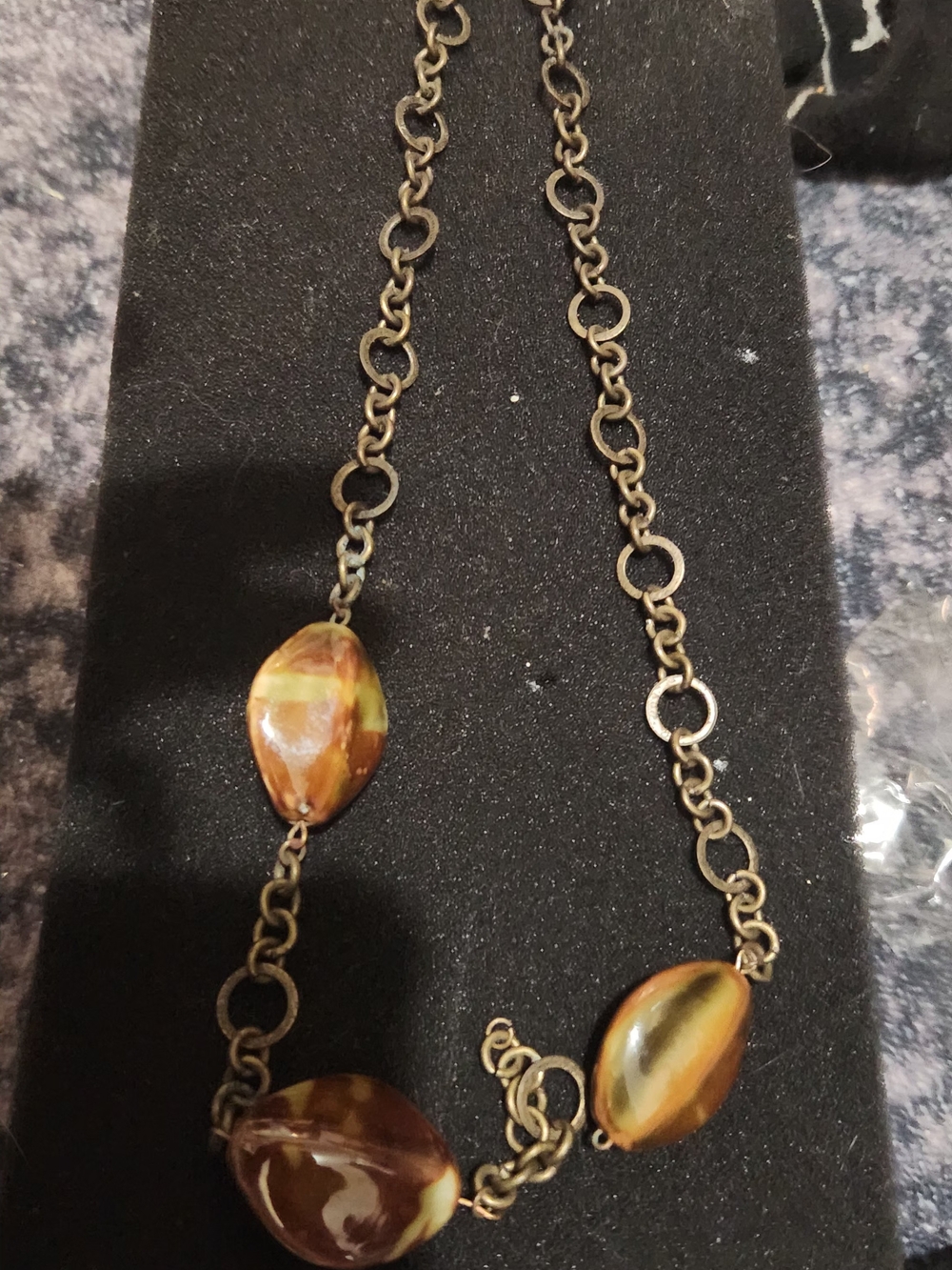Brown Marbled Bead Chain Necklace - Women Jewelry